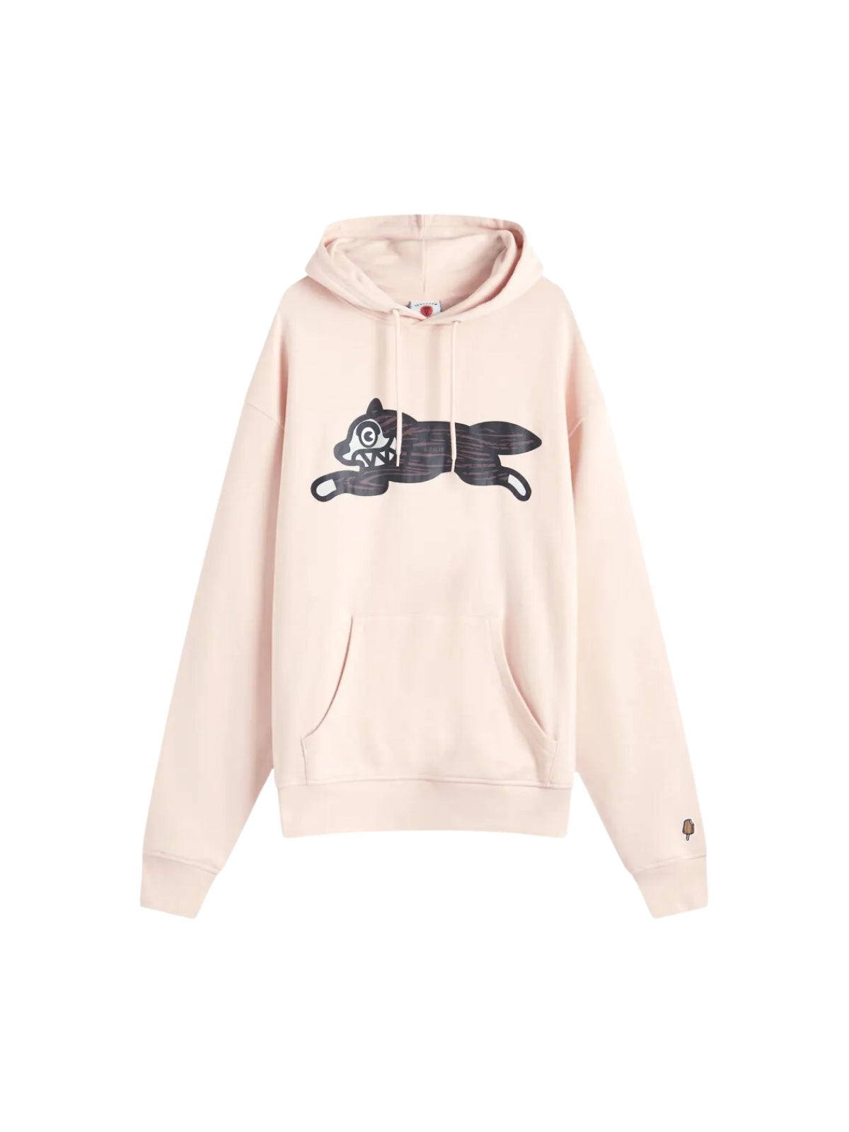 Ice-Cream Hoodie Woodgrain Running Dog Pink