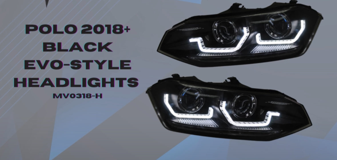 VW POLO 8 EVO ANGEL EYE HEADLIGHTS BLK