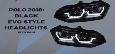 VW POLO 8 EVO ANGEL EYE HEADLIGHTS BLK