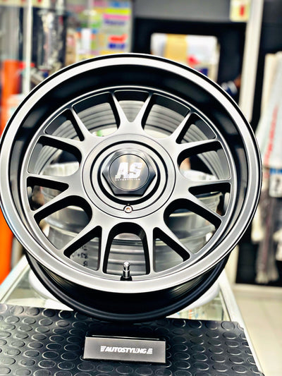 15” AS- 7196 4/100 4/114  full matt black wheels