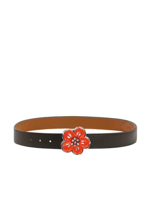 Kenzo Belt Cow Leather Flower Black