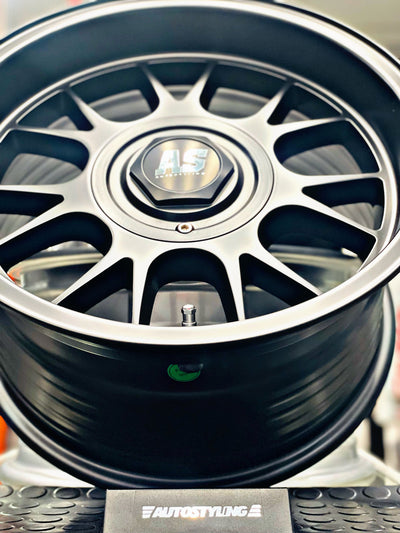 15” AS- 7563   4/100 4/108 full matt black wheels