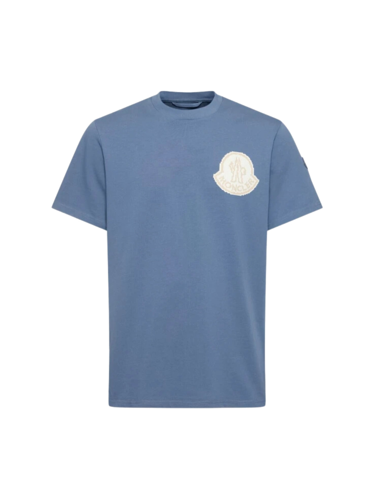Moncler T-Shirt Patch Logo White-Blue