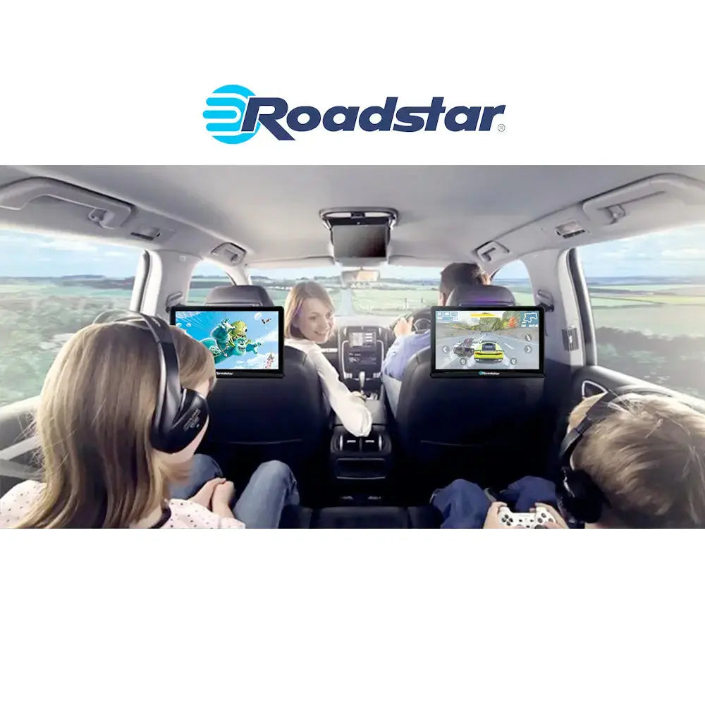 10.8" Roadstar Android Entertainment Headrest Tablet Screens With Bluetooth Headphones