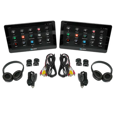 10.8" Roadstar Android Entertainment Headrest Tablet Screens With Bluetooth Headphones
