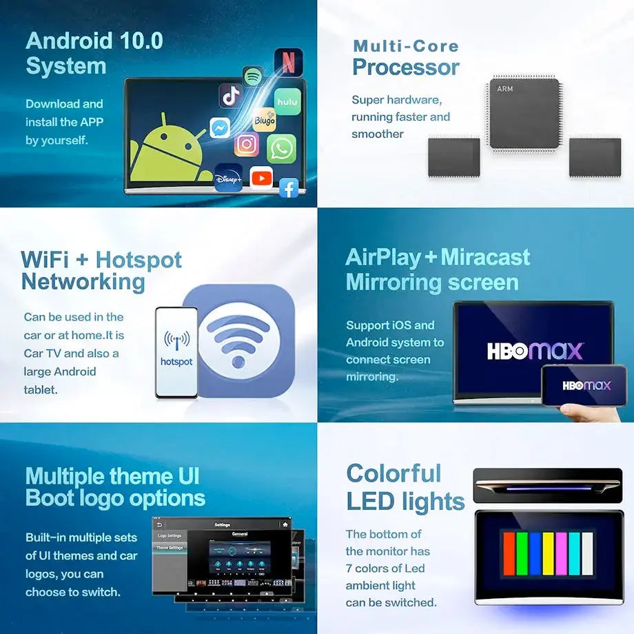 12.1" Roadstar Android Entertainment Headrest Tablet Screens