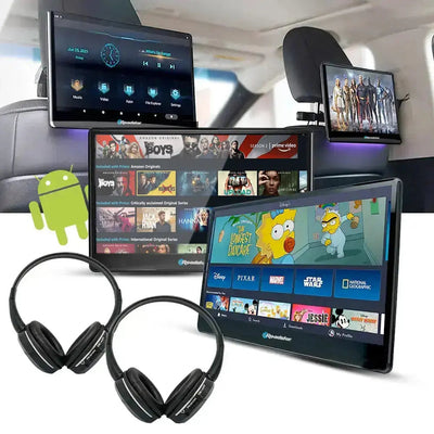 10.1" Roadstar Android Entertainment Headrest Tablet Screens With Bluetooth Headphones