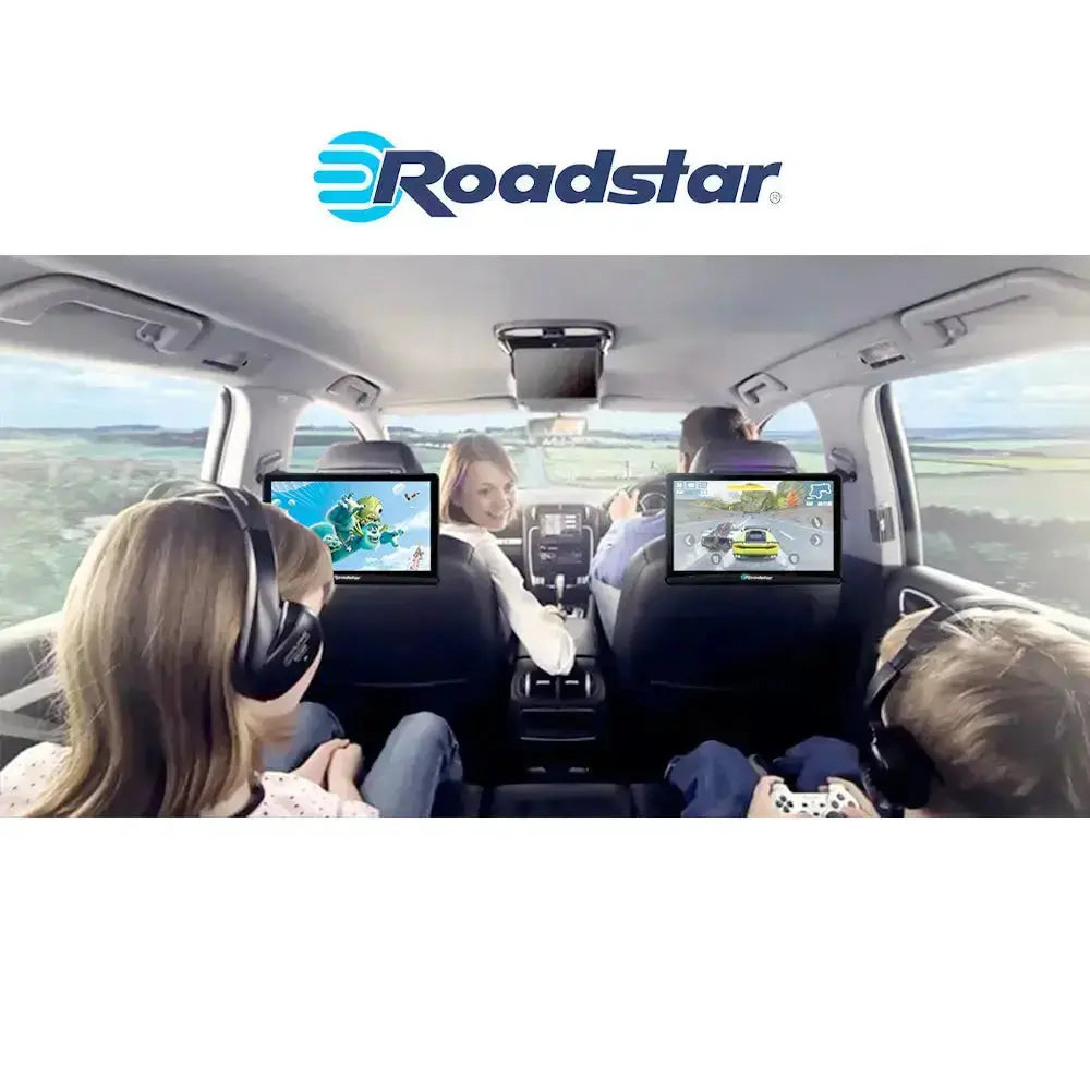 10.1" Roadstar Android Entertainment Headrest Tablet Screens With Bluetooth Headphones
