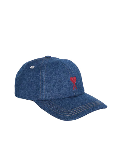 Ami Cap De Coeur Embroidery Denim Used Blue