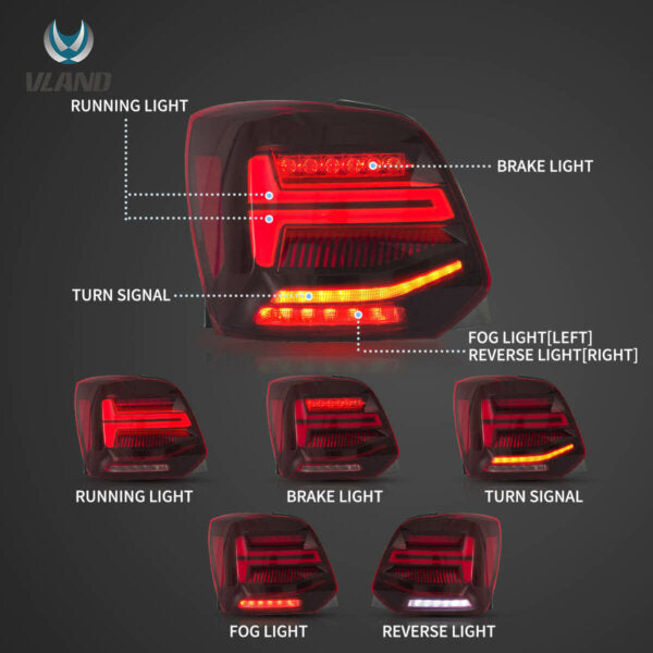VLAND VW POLO 6 LED TAIL LIGHT SMOKED EDITION
