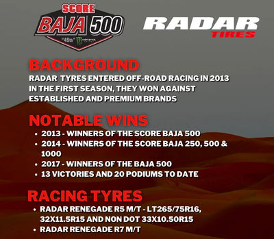 20” 33x12.5 RADAR RENEGADE R7 MUD TERRAIN WHITE LETTER TYRES