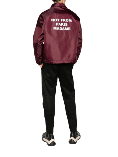 Drole De Monsieur Jacket Stud Slogan Maron