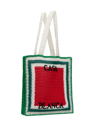 Casablanca  Bag Tote Crochet Knit Redwhitegreen