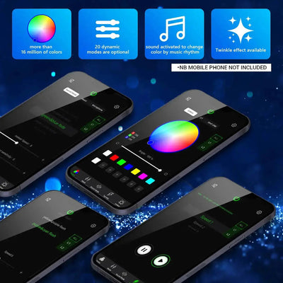 18W App Control Car Roof Fiber Optic Starry Light Kit - 300 Stars