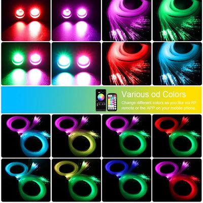 36W App Control Car Roof Fiber Optic Starry Light Kit - 600 Stars