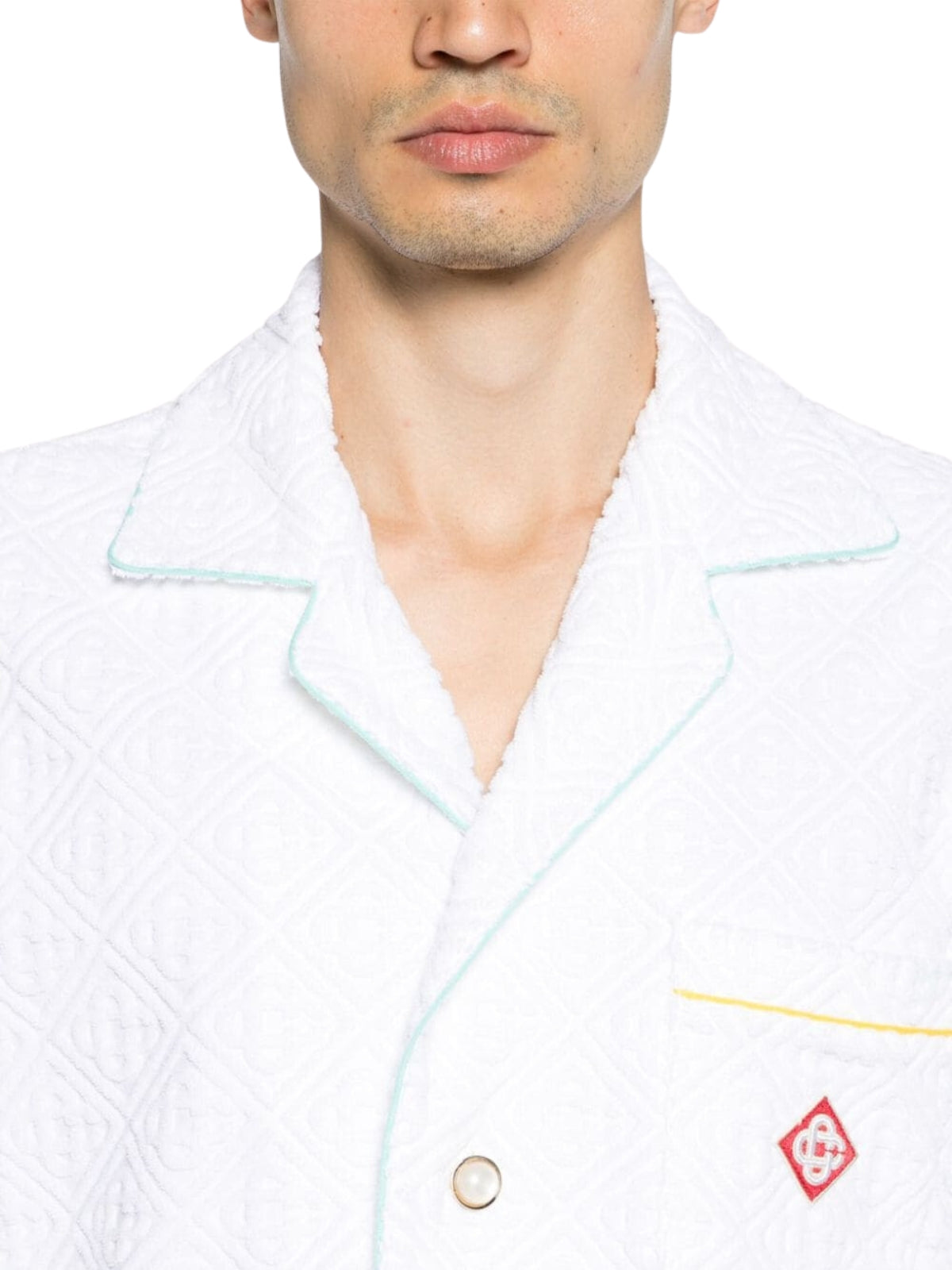 Casablanca Shirt Monogram Towelling Open Collar White
