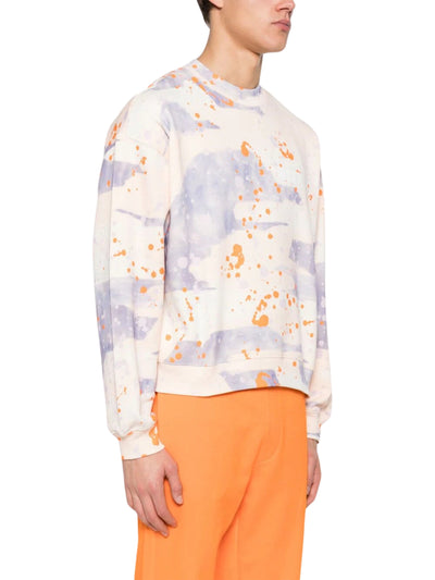Msgm Sweater Allover Print Logo Lilac-Cream