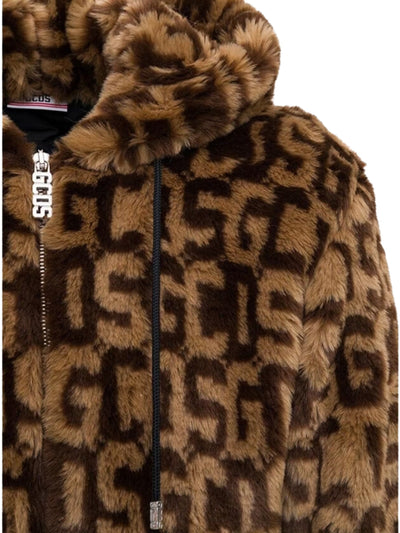 Gcds Jacket Fur Logo Brown