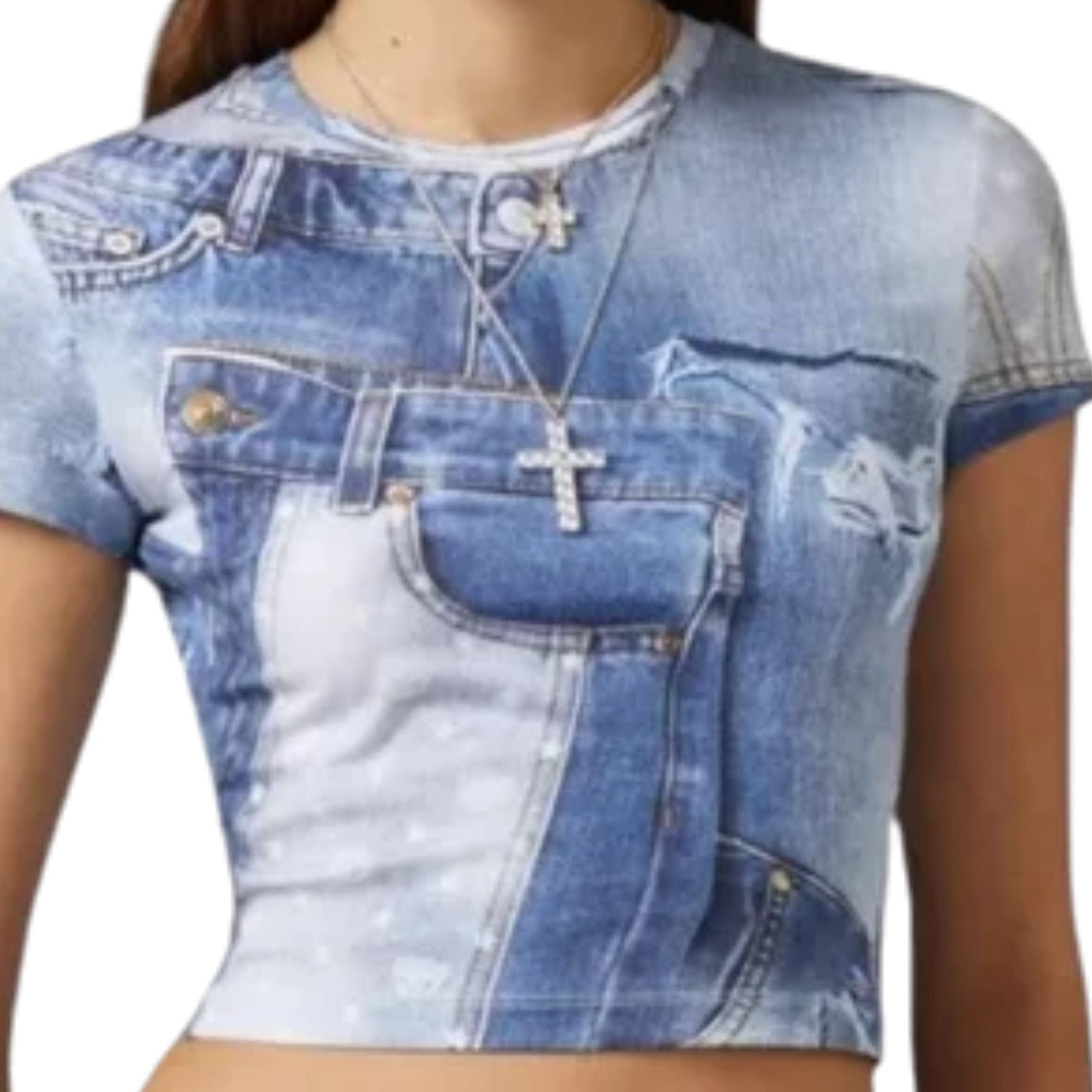 Chiara T-Shirtdenim Patchwork Blue