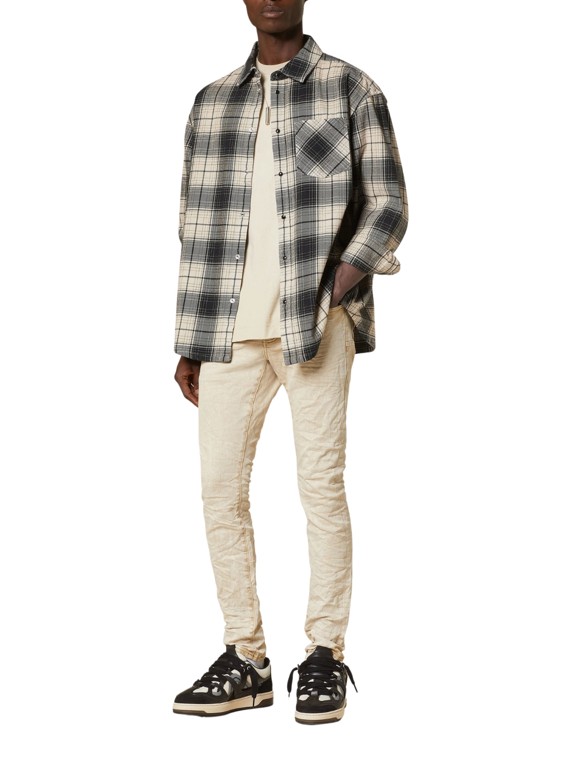 Purple Shirt Plaid Western Brown