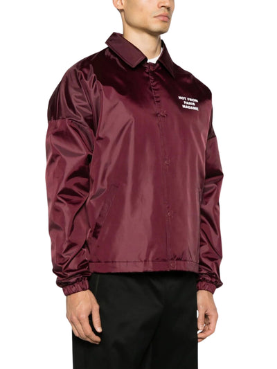 Drole De Monsieur Jacket Stud Slogan Maron