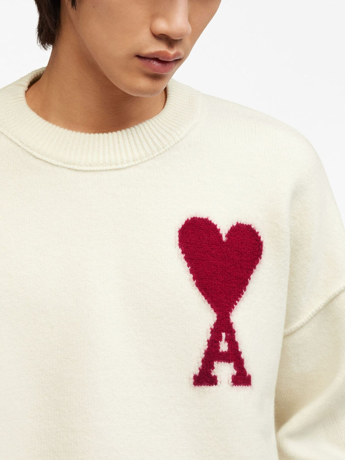 Ami Sweater Logo Off-White-Red