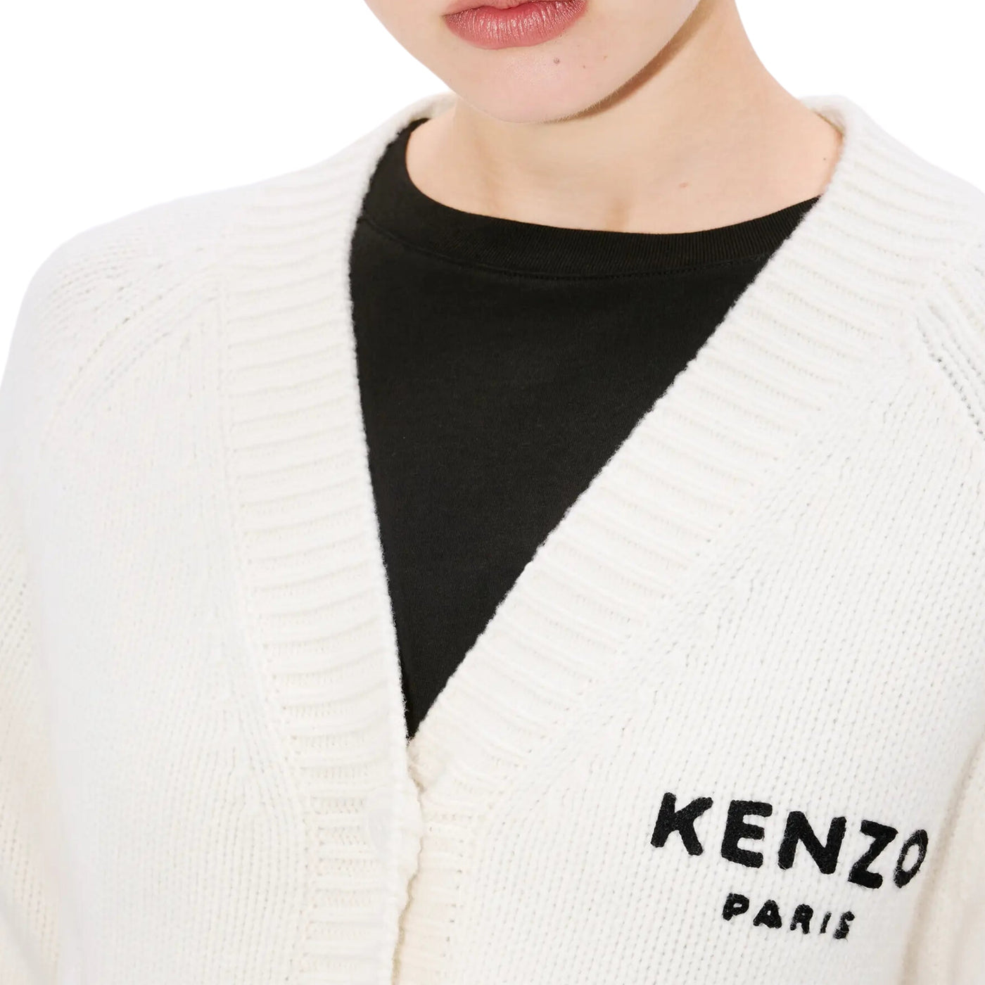 Kenzo Cardigan Boke Flower Logo White