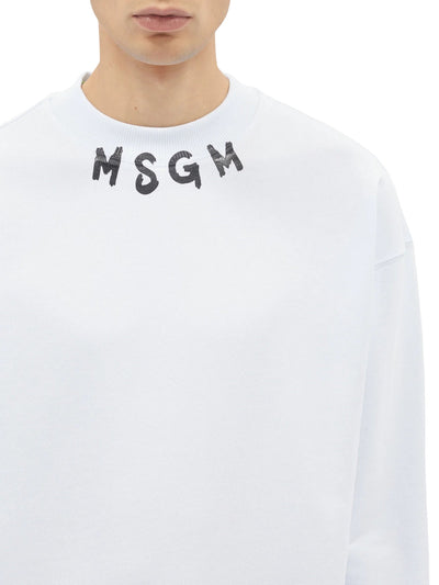 Msgm Sweater Neck Logo White