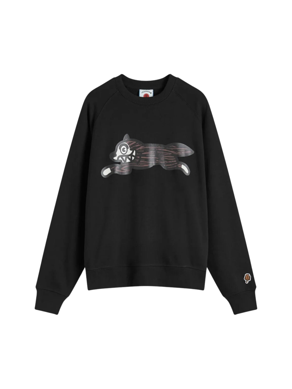 Ice-Cream Sweater Woodgrain Running Dog Black