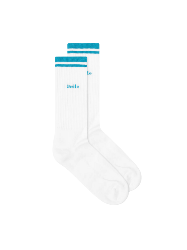 Drole De Monsieur Socks Logo White-Blue
