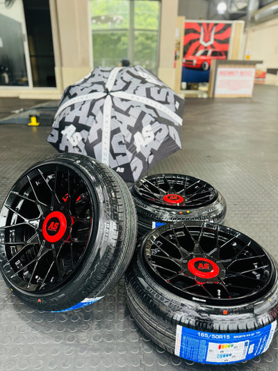 RIM & TYRE COMBO DEAL 15” RSE 4/100 & 4/114 + 165/50/15  COMFORSER TYRES  - BRAND NEW