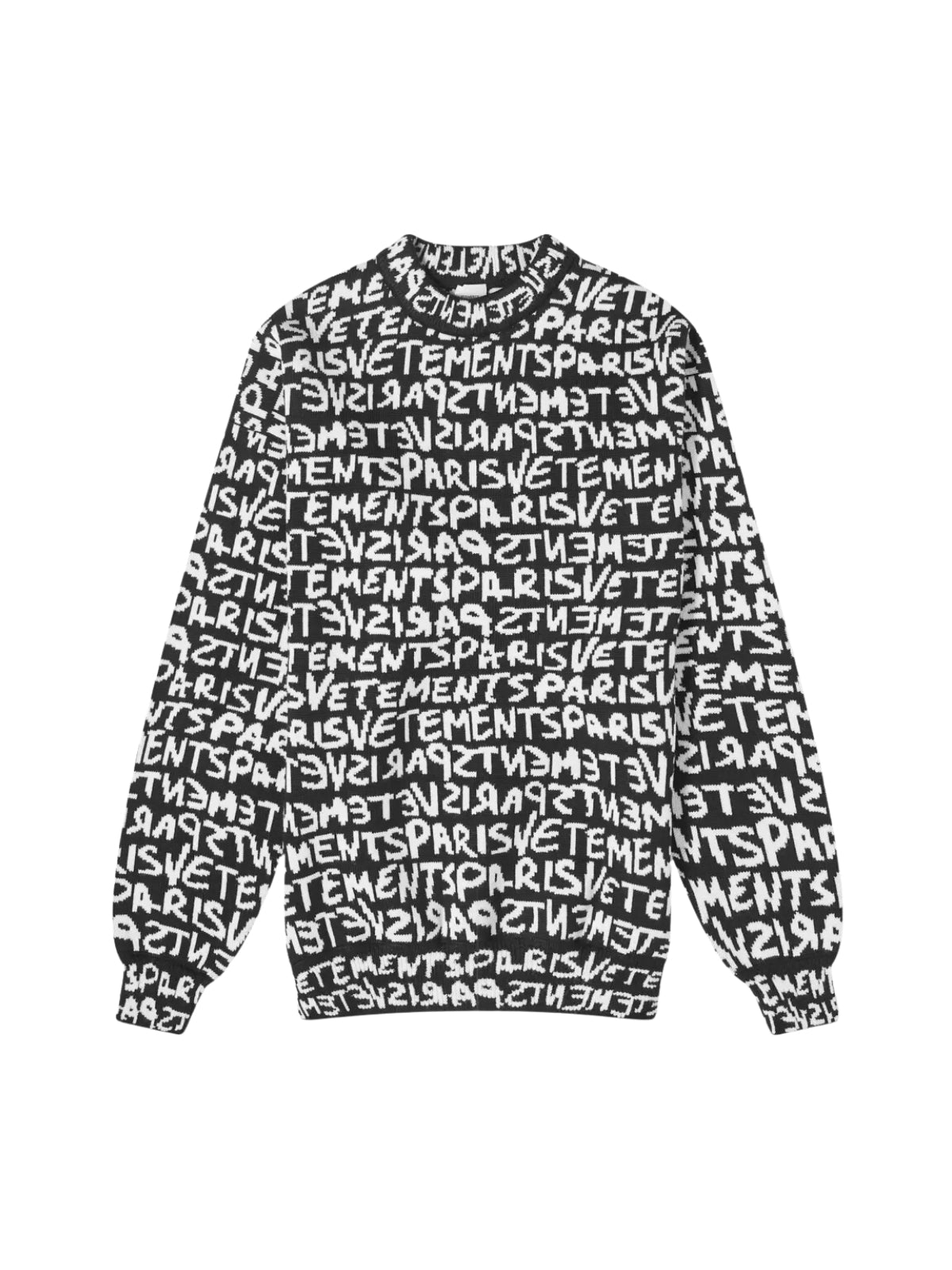 Vetements Sweater Paris Monogram Black-White