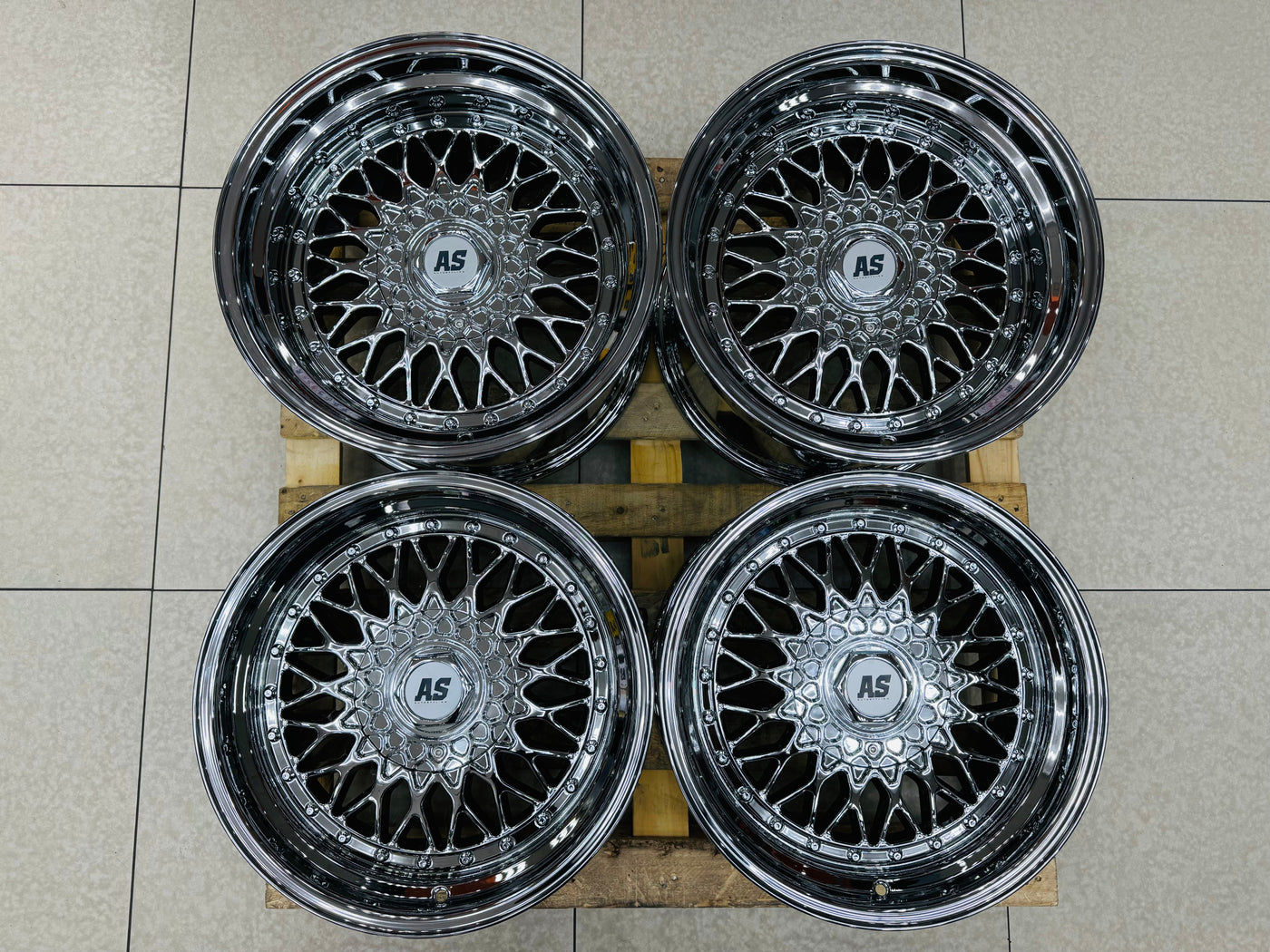 17” AS® CHROME WITH CHROME STUDS  4x100 & 5x100 10j rear