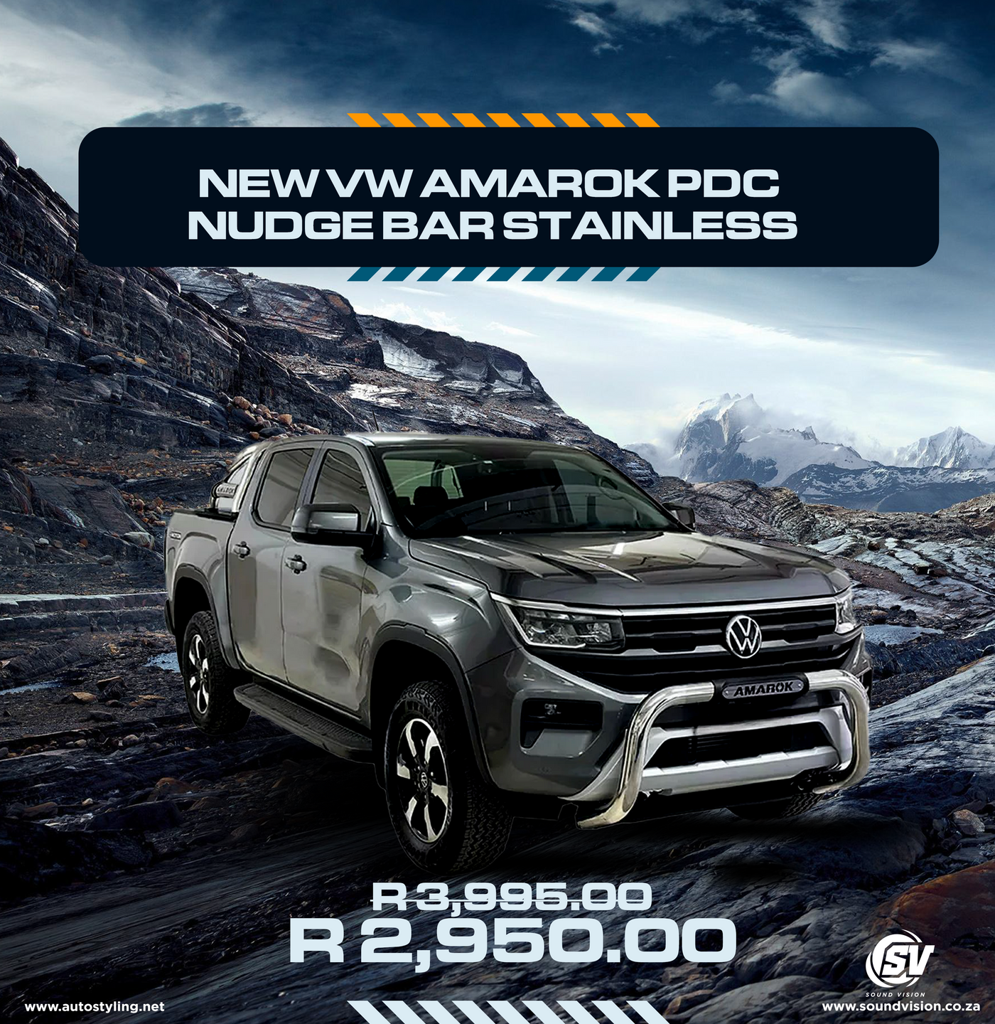 New VW Amarok PDC Nudge Bar Stainless