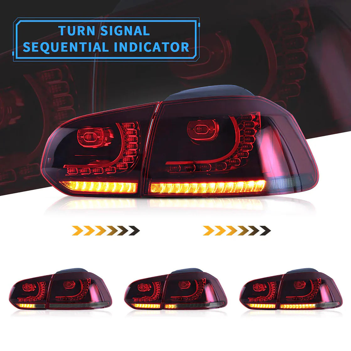 VW Golf 6 MK6 2008-2013 VLAND TAIL-LIGHTS With Sequential indicators