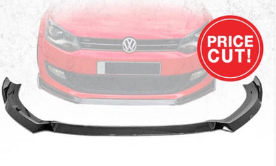 NEW IMPROVED VW POLO 6/ POLO 7 TSI VIVO 3pce NEW PLASTIC GLOSS BLACK FRONT SPOILER