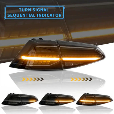 Suitable To Fit - VW Golf 7 / 7.5 OEM Style Smoked Black LED Sequential Taillights