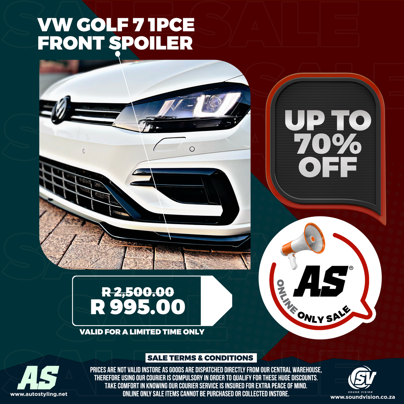 VW GOLF 7 1pce FRONT SPOILER