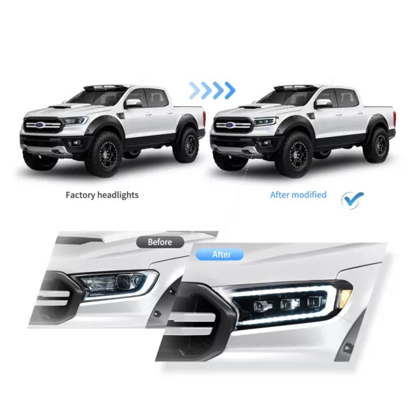 Ford Ranger VLAND Headlights Tri-Projector style 2016+
