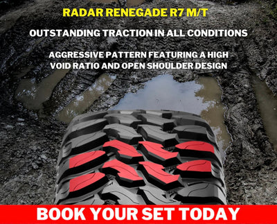 20” 33x12.5 RADAR RENEGADE R7 MUD TERRAIN WHITE LETTER TYRES