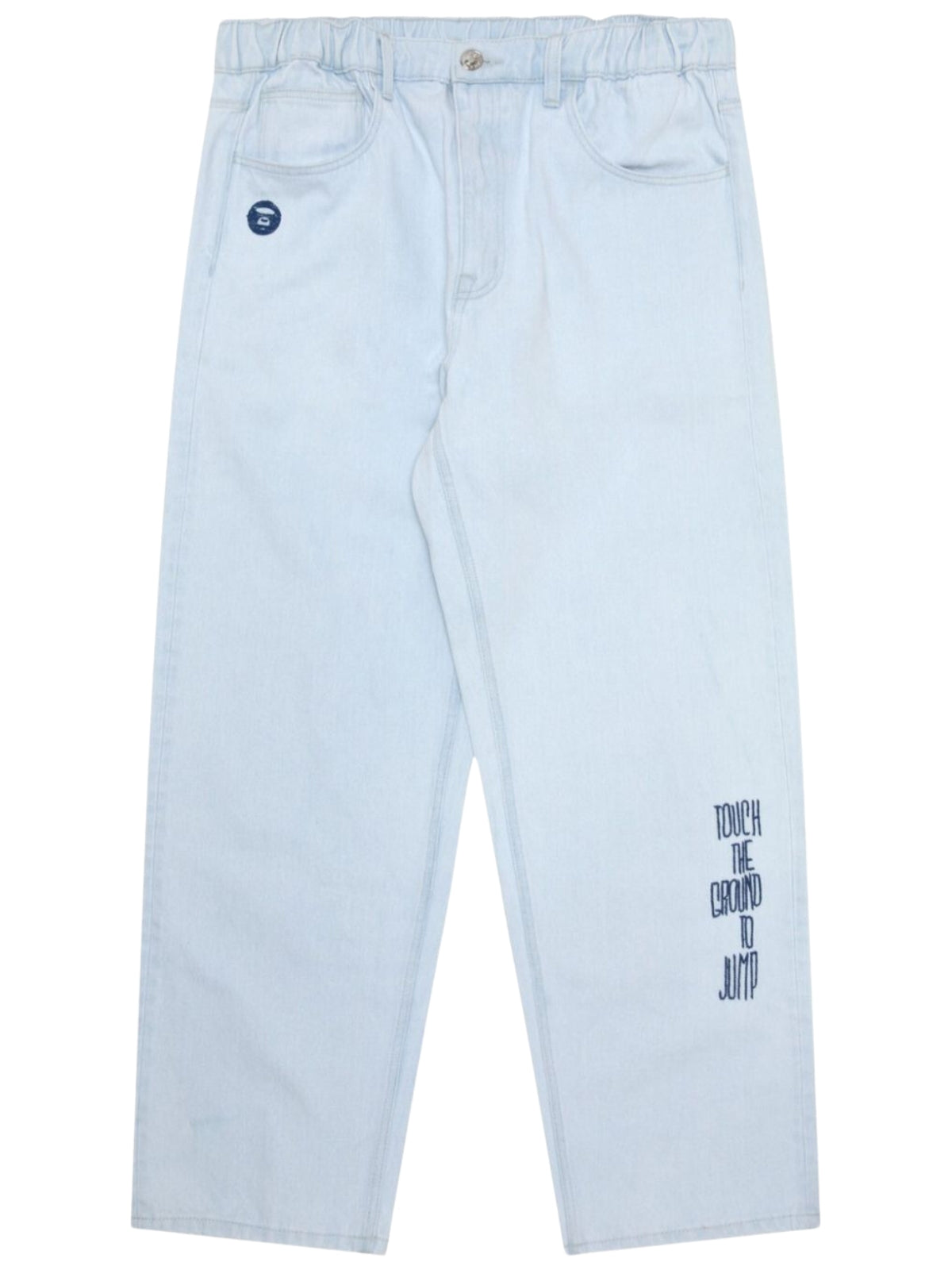 Aape Jeans Slogan Touch The Ground To Jump Blue-White