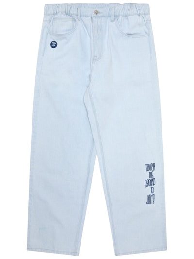 Aape Jeans Slogan Touch The Ground To Jump Blue-White
