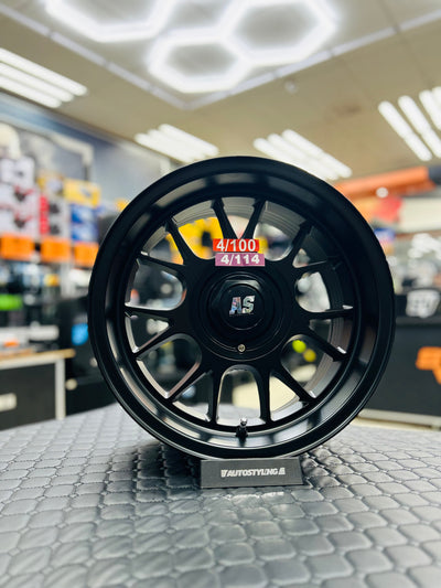 15” AS- 7196 4/100 4/114  full matt black wheels