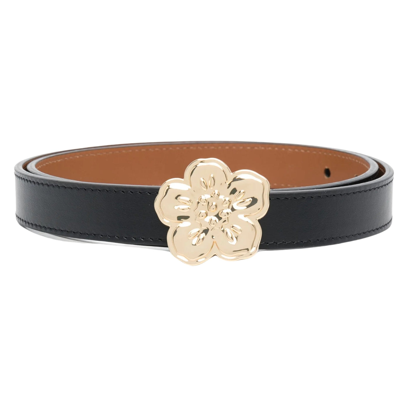 Kenzo Belt Flower Buckle Gold-Black