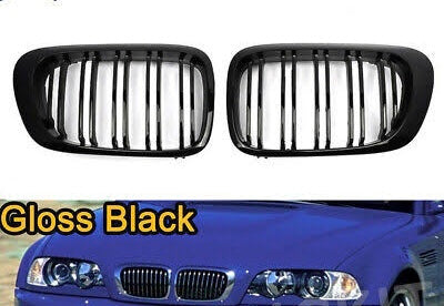 BMW E46 FACELIFT DOUBLE  SLAT GLOSS BLACK GRILLS 2 door