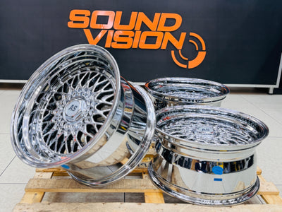 17” AS® CHROME WITH CHROME STUDS  4x100 & 5x100 10j rear