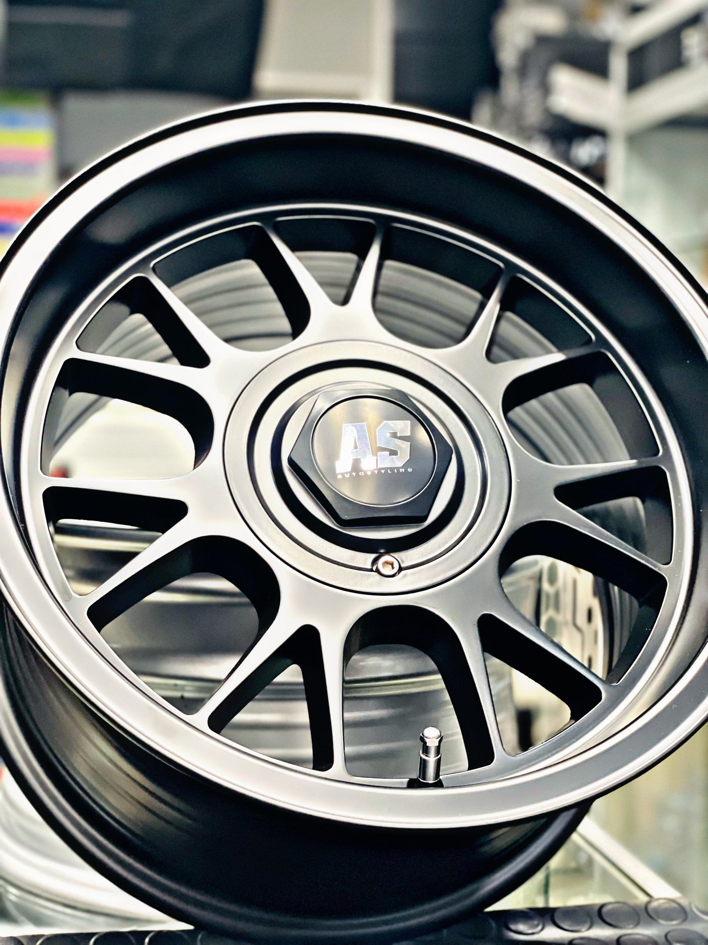 15” AS- 7563   4/100 4/108 full matt black wheels