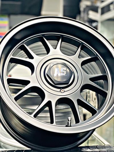 15” AS- 7563   4/100 4/108 full matt black wheels