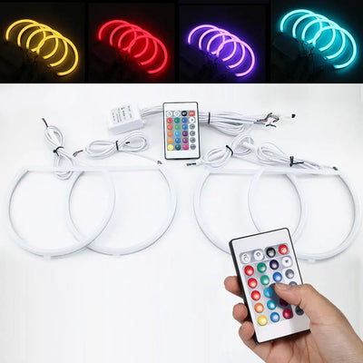 BM E36 Projector Headlights RGB Cotton Angel Eye Rings