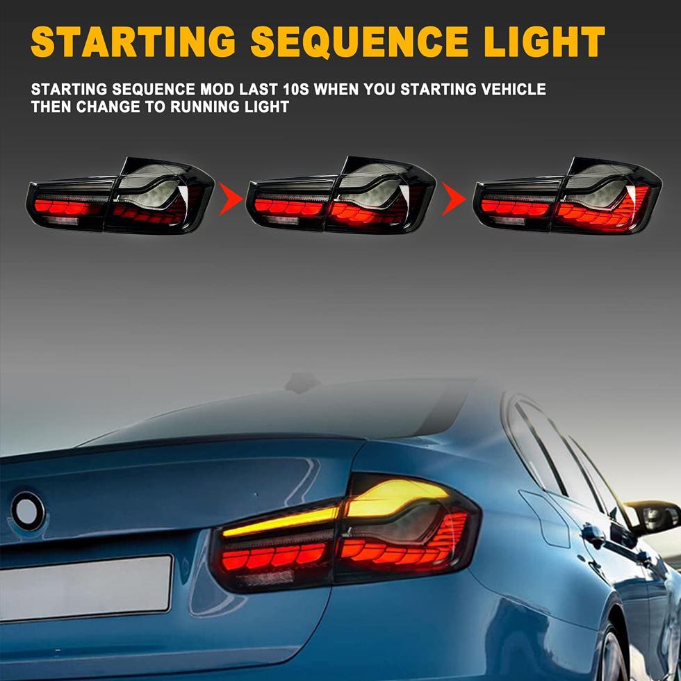 BM F30 3-Series CS Style OLED Sequential Smoked Black Taillights (12-18)